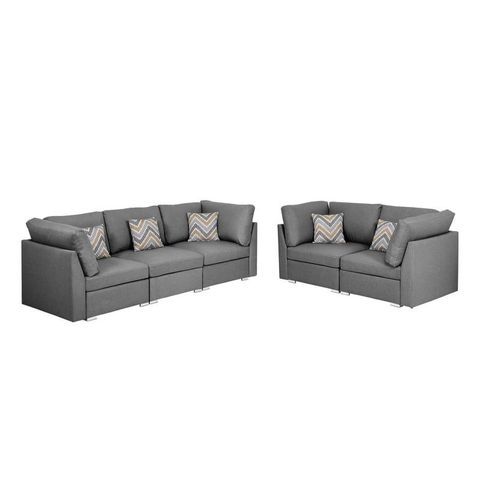 Amira Couch & Loveseat Living Room Furniture Set In Gray Fabric With ... throughout Transforming Your Space with Thoughtful Furniture Selection