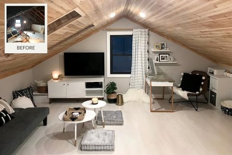 Attic Transformation - Stunning Before And After Project inside Small Home Stunning Transformations Tour