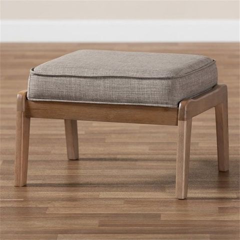 Baxton Studio Sigrid Light Grey Upholstered Antique Oak Wood Ottoman | Ebay with regard to The Timeless Appeal of Sigrid-Light Gray Fabric Antique Oak 2-Piece Wood Armchair/Ottoman Set in Modern Interiors