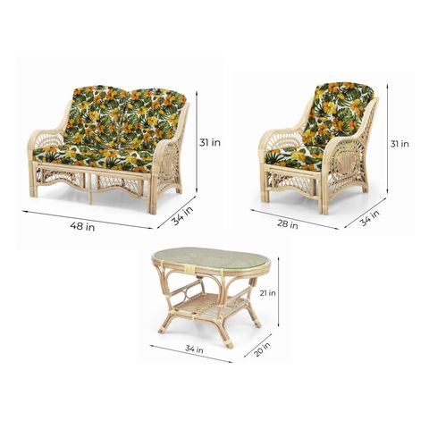 Bay Isle Homeâ„¢ Malibu Lounge Set Of 4: 2 Natural Rattan Wicker Chairs ... pertaining to Maximizing Comfort and Aesthetics with Malibu Set of 2 Rattan Wicker Chairs and Coffee Table