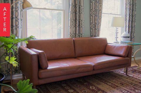 Before & After: Diy Painted Leather Sofa Project | Apartment Therapy in Diy Leather Sofa Paint