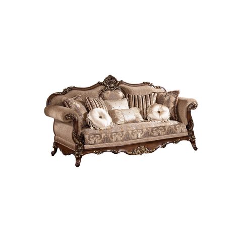 Best Master Winfrey Solid Wood And Chenille Sofa In Cherry/Gold Trim ... with regard to The Artisan Craft Behind Winfrey Traditional Loveseat Excellence