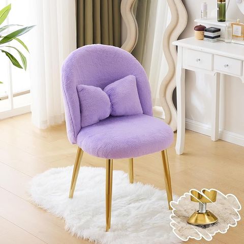 Boucle Girls Vanity Chair With Back & Pillow,Cute Small Cozy Desk Chair ... for Small Space Cozy Office Chair Secrets Professionals Use (That Beginners Miss)