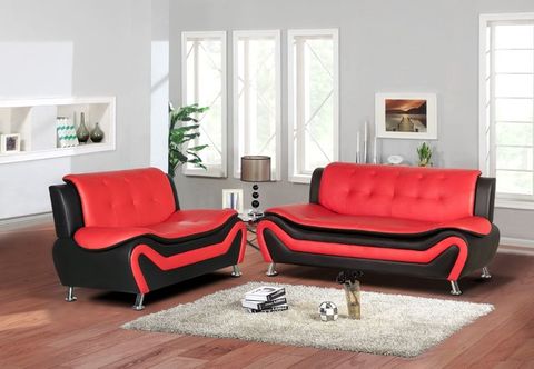 Camille Black And Red Living Room Collection - Contemporary - Living ... regarding Camille Black Living Room Collection, Sofa