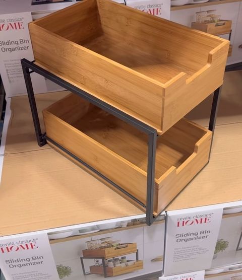 Costco's 2-Tier Sliding Bin Organizers Are Definitely The Best $25 I've ... for Costco Sliding Organizers Home