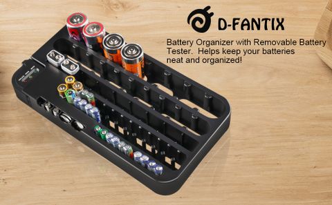 D-Fantix Battery Organizer And Tester Aa Aaa Battery Storage Case Black ... with Junk Drawer Organizers Battery Tools