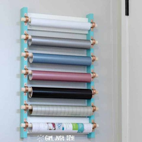 Diy Craft Vinyl Storage Rack - Girl, Just Diy! regarding Organize your classroom or office with this diy chalk cloth solution