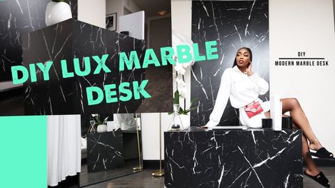 Diy Luxury Marble Desk On A Budget - Youtube for The Diy Desk Marble Slab Mistake That Cost Me $1,200
