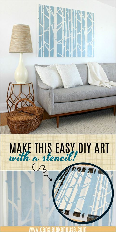 Diy Stenciled Art Renter Friendly Spin On Birch Tree Wallpaper – Artofit pertaining to Struggling With Renter Wall Art? Here's What's Really Going Wrong