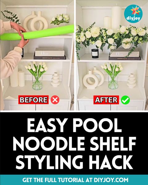 Easy Pool Noodle Shelf Styling Hack - Diy Joy for Struggling With Pool Noodle Kitchen Drawers? Here's What's Wrong