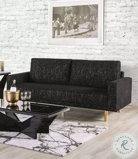 Elverum Black Living Room Set From Furniture Of America | Coleman Furniture pertaining to Camille Black Living Room Collection, Sofa