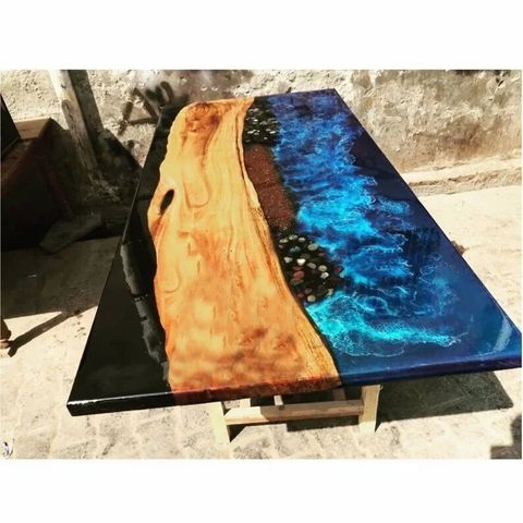 Epoxy Living Room Table, Black & Blue Resin River Table, Black Epoxy ... with regard to The Evolution of Wooden Epoxy Resin Furniture in Contemporary Spaces