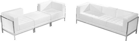 Flash Furniture Hercules Imagination Series White Leathersoft Sofa ... within Hercules Imagination Series Leather Sofa Set, 5-Piece, White
