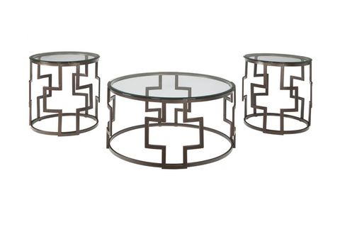 Frostine Occasional Table Set Of 3 In Dark Bronze Finish By Ashley | 3 ... pertaining to Bayliss 3-Piece Table Set