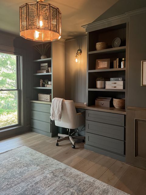 Full Office Reveal With Custom Built-In's And Desk - Come Stay Awhile ... in Diy Built In Office Home