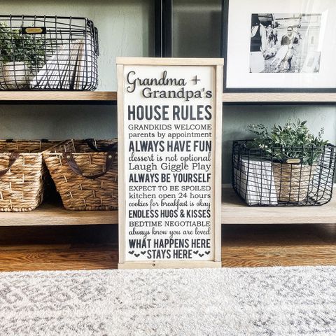 Grandma And Grandpas House Rules Wood Sign | Grandma And Grandpa Sign ... for Grandpas Home Organizing Rules