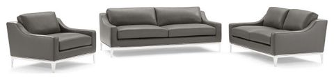 Harness 3 Piece Stainless Steel Base Leather Set - Midcentury - Living ... inside Modway Harness 3-Piece Stainless Steel And Leather Sofa Set In Gray