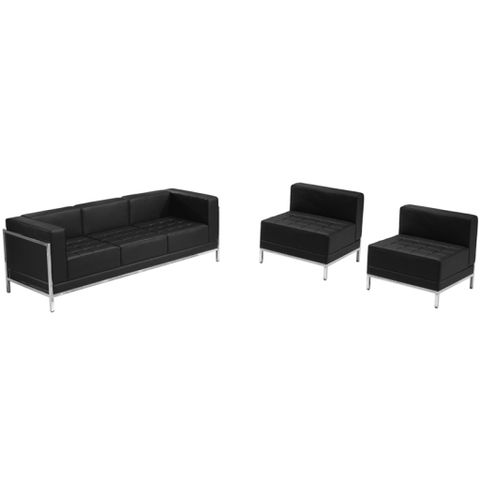 Hercules Imagination Series Black Leather Sofa & Chair Set - By Flash ... within Hercules Imagination Series Black Leather Three Seat Bench
