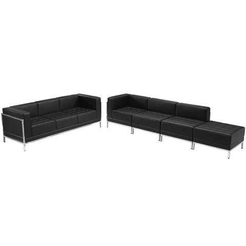 Hercules Imagination Series Black Leather Sofa & Lounge Chair Set, 5 ... intended for Hercules Imagination Series Black Leather Three Seat Bench
