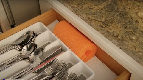 How To Use A Pool Noodle To Finally Organize Your Cutlery Drawers throughout Pool Noodle Hacks Kitchen Drawers