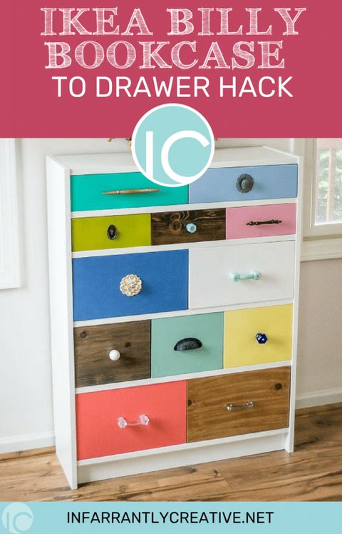 Ikea Billy Bookcase To Drawer Hack - Infarrantly Creative in Ikea Hack Billy Bookcase Creative