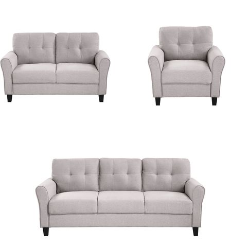 Kadyn Living Room Sofa Set, 3 Piece Living Room Linen Sofa Set With ... in Exploring the Versatility of Beige Linen Furniture in Modern Interiors