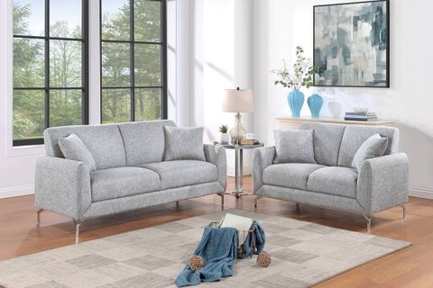 Kasem 2-Piece Modern Sofa Set regarding Coaster Apperson 2-Piece Modern Fabric Living Room Set In Light Gray