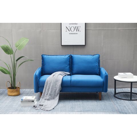 Kingway Furniture Aurora Velvet Living Room Loveseat In Space Blue ... pertaining to Design Trends Shaping Contemporary Living Room Furniture Choices