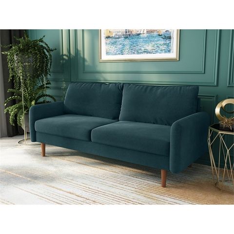 Kingway Furniture Aurora Velvet Living Room Sofa In Prussian Blue ... with regard to Design Trends Shaping Contemporary Living Room Furniture Choices
