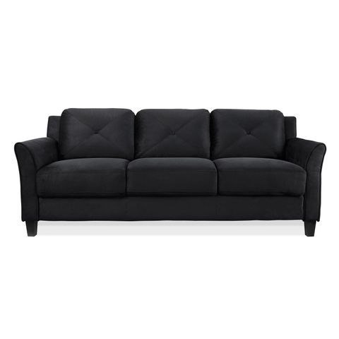 Lifestyle Solutions Hartford Tufted Quality Curved Microfiber Sofa In ... inside Lifestyle Solutions Hartford 3 Piece Microfiber Sofa Set In Black