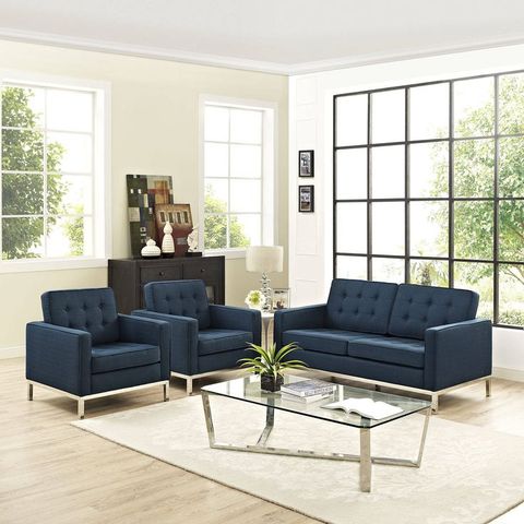 Loft Classic Azure Fabric Foam Steel 3Pc Living Room Set | Cheap Living ... pertaining to Azure Beguile Living Room Set Upholstered Fabric Set Of 3