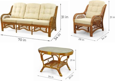 Malibu 4 Piece Rattan Lounge Set | Very Bambooâ„¢ inside Rattan Malibu Wicker 4-Piece Set