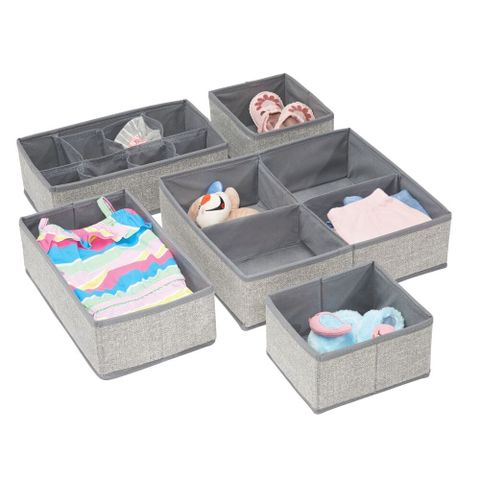 Mdesign Fabric Nursery Child/Baby Divided Drawer Organizer Bins, Set Of ... within Maximizing Space Efficiency with Walmart's Divided Organizer Drawer Systems