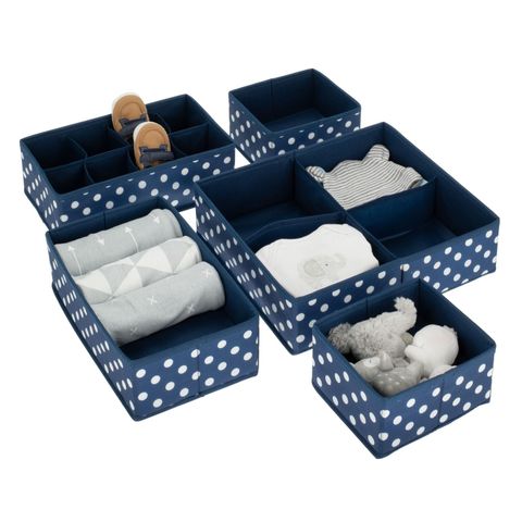 Mdesign Fabric Nursery Divided Drawer Organizer, Set Of 5, Navy/White ... throughout Struggling With Walmart Divided Drawer Organizers? Here's What's Actually Wrong
