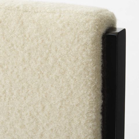 Mireille Lacquered Wood And Ivory Boucle Upholstered Armless Dining ... within Raleigh Boucle Upholstered Armless Chair Ivory