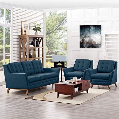 Modway Beguile 3 Piece Upholstered Fabric Living Room Set - Eei-2184 ... pertaining to Azure Beguile Living Room Set Upholstered Fabric Set Of 3