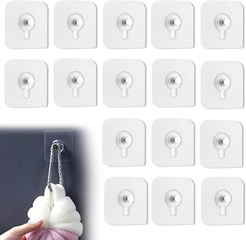 Nuqin 16Pcs Plastic Nail Free Screw Wall Hooks Powerful Adhesive ... pertaining to Small Apartment Nail Free Hooks