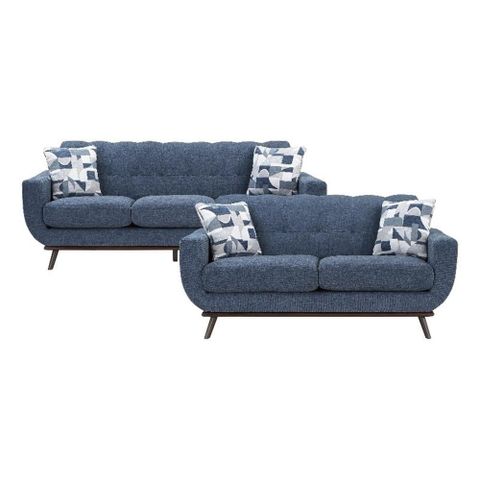 Pemberly Row 2-Piece Living Room Sofa Set With Tufted Back In Blue ... within The Evolution of Modern Living Room Furniture Through Pemberly Row's Fabric Sofa Sets