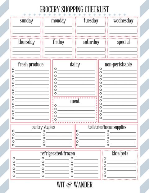 Printable Grocery Shopping Organizer within Free Organizers Curb Shopping