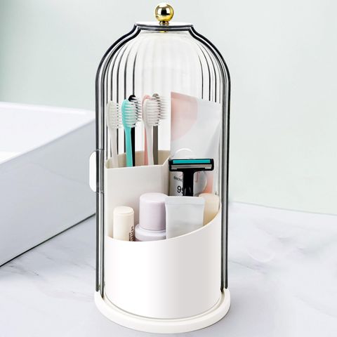 Qiyvlos Toothbrush Holders With Sliding Lid, Rotating 3 Slots Bathroom ... in Vanity Decluttering Brush Holders