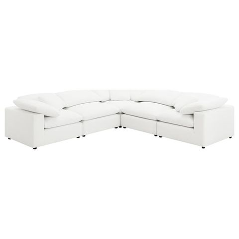 Raleigh 5-Piece Boucle Upholstered Modular Sectional Ivory – Laura ... inside Raleigh Boucle Upholstered Armless Chair Ivory