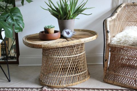 Rattan Oblong Coffee Table End Table Indoor Patio Boho Beach Decor throughout Artina 2-Piece Rattan Coffee And End Table Set Natural