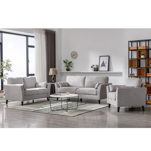 Red Barrel Studio® 3 Piece Woven Fabric Sofa Loveseat Chair Living Room ... with regard to Designing Your Perfect Living Room with Callie Fabric Furniture