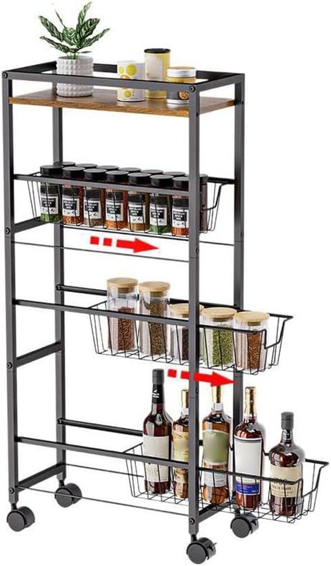 Slim Rolling Cart, 4 Tier Storage Cart With Pull-Out Baskets, Small ... throughout The Slim Rolling Cart Mistake That Cost Me $800 (And How to Avoid It)