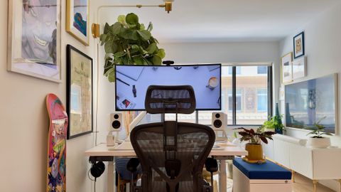 Small And Cosy Wfh Workspace regarding Tiny Apartment Wfh Desk Setup