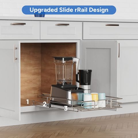 Snapklik.com : Pull Out Cabinet Organizer, 1 Tier, Heavy Duty Slide Out ... in Pullout Cabinet Organizers Kitchen