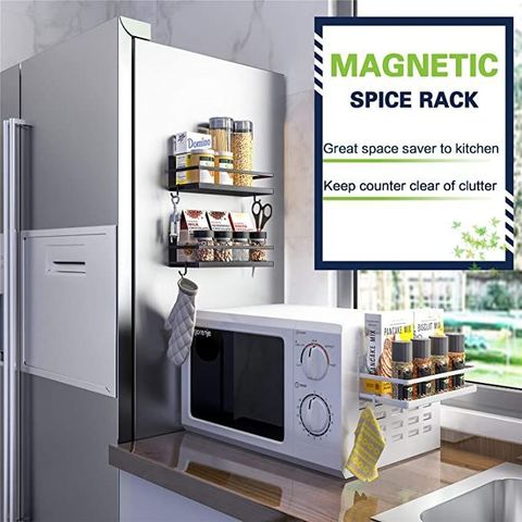 Thipoten Magnetic Spice Rack, Strong Magnetic Shelf With 2 Removable ... regarding Small Spaces Magnetic Spice Racks