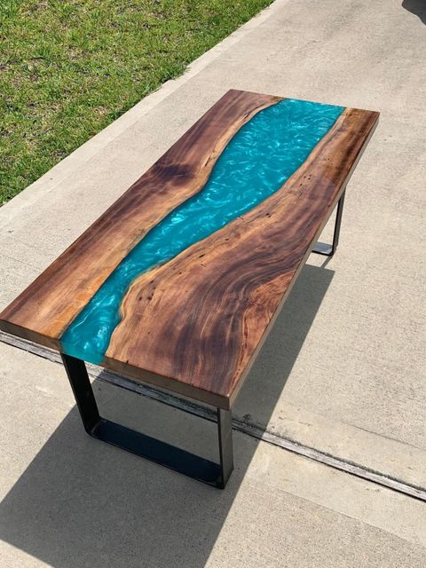 This Blue River Epoxy Table Is Made To Look Like A Satellite View Of Earth regarding The Evolution of Wooden Epoxy Resin Furniture in Contemporary Spaces