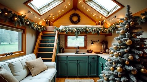 This Tiny House Exudes Holiday Cheer With Its Cozy Living Space ... regarding Holiday Decorated Tiny Studio Tour