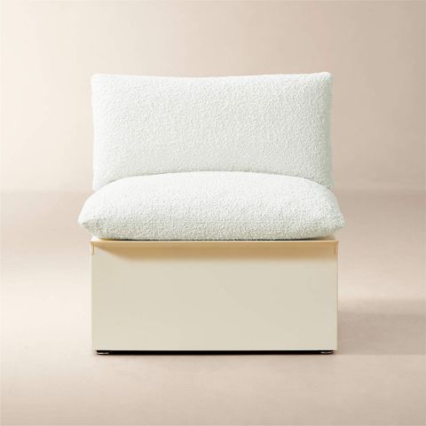 Tol Ivory Boucle Armless Chair + Reviews | Cb2 in Raleigh Boucle Upholstered Armless Chair Ivory